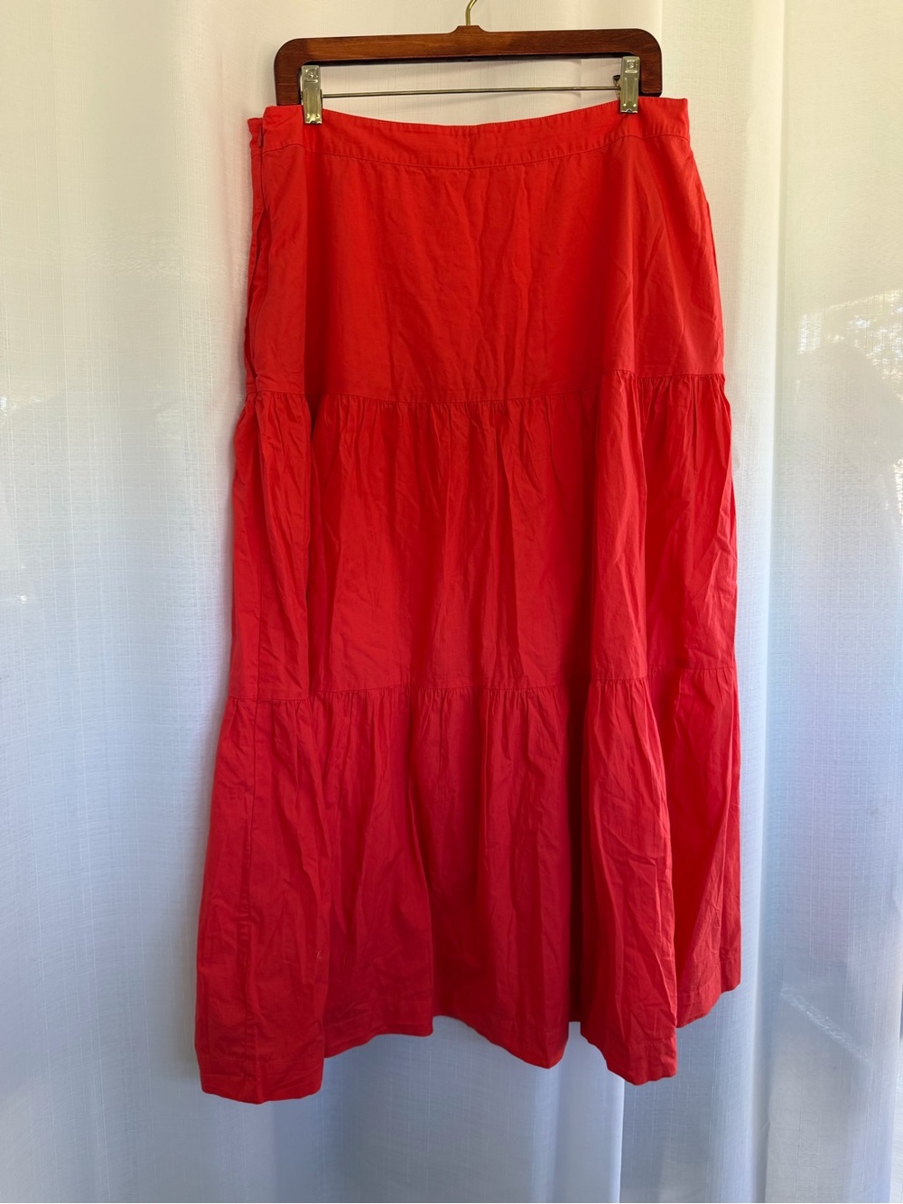 GAP Women’s Tomato Red Cotton Tiered Maxi Skirt | Size 16 | Pockets